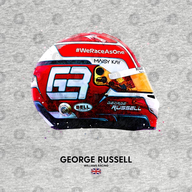 F1 2020 George Russell Crash Helmet by DB Motorsport Designs